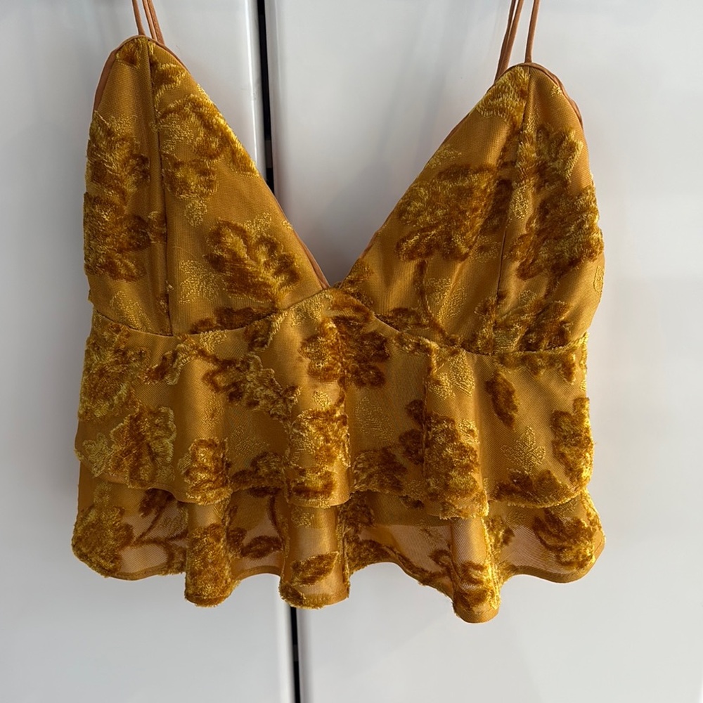 Floral Mustard Yellow Women's Crop Top